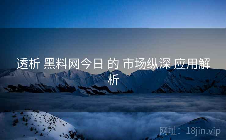 透析 黑料网今日 的 市场纵深 应用解析  第1张